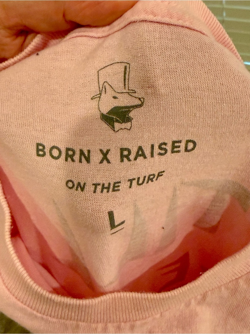 BORN X RAISED Pink Logo Tee with Top Hat Fox - Picture 3 of 4
